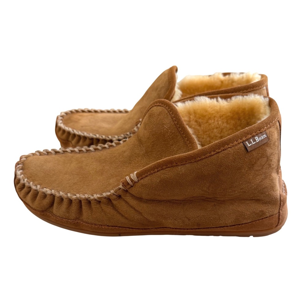 L.L.Bean Wicked Good Slipper Boot Moc Men's 11 Brown Suede Shearling Like New